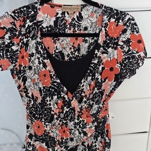 Notations Women's Floral Wrap Blouse - Black, Red, White